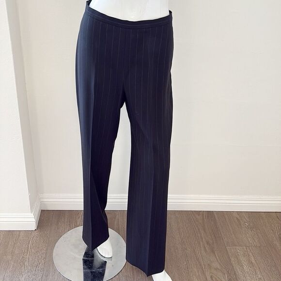 MaxMara Black & White Pinstripe Trouser Pants Straight-Leg Tailored Mid Rise - Picture 1 of 8